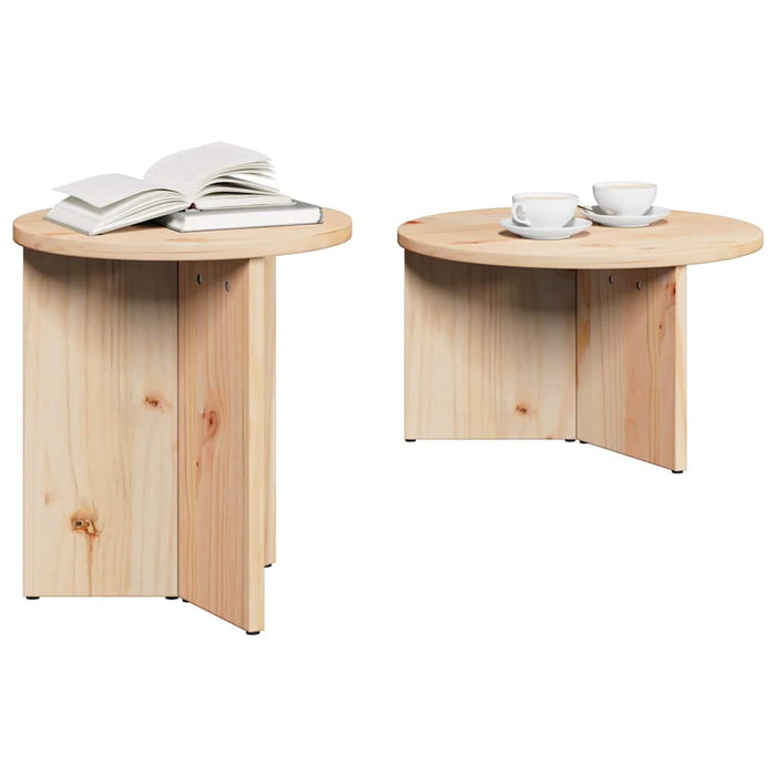 Masă de cafea 2 pcs natural Lemn masiv de pin - WALTI WALTI