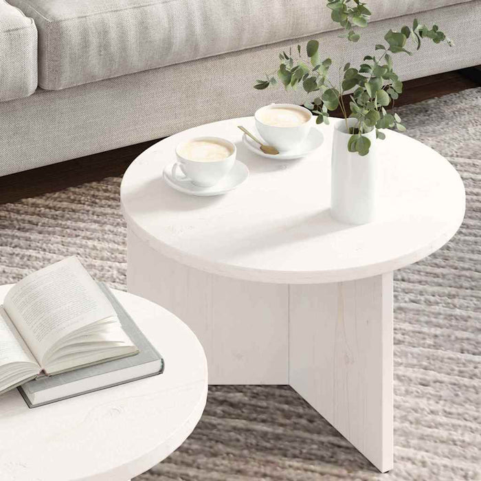 Masă de cafea 2 pcs Alb Lemn masiv de pin - WALTI WALTI