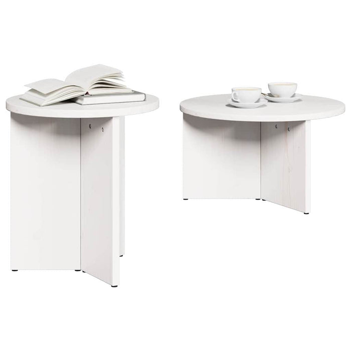 Masă de cafea 2 pcs Alb Lemn masiv de pin - WALTI WALTI