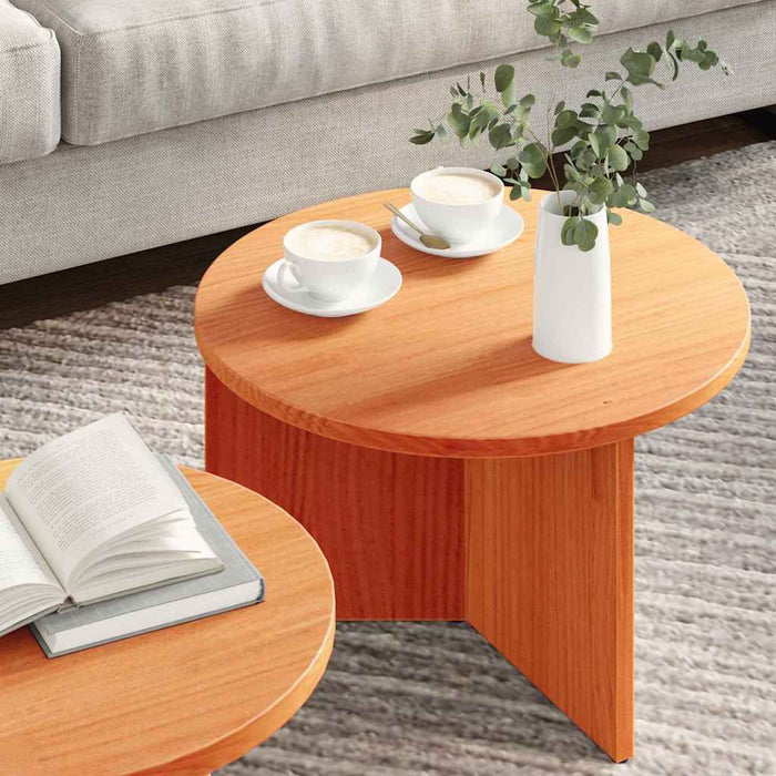 Masă de cafea 2 pcs Maroniu cerat Lemn masiv de pin - WALTI WALTI