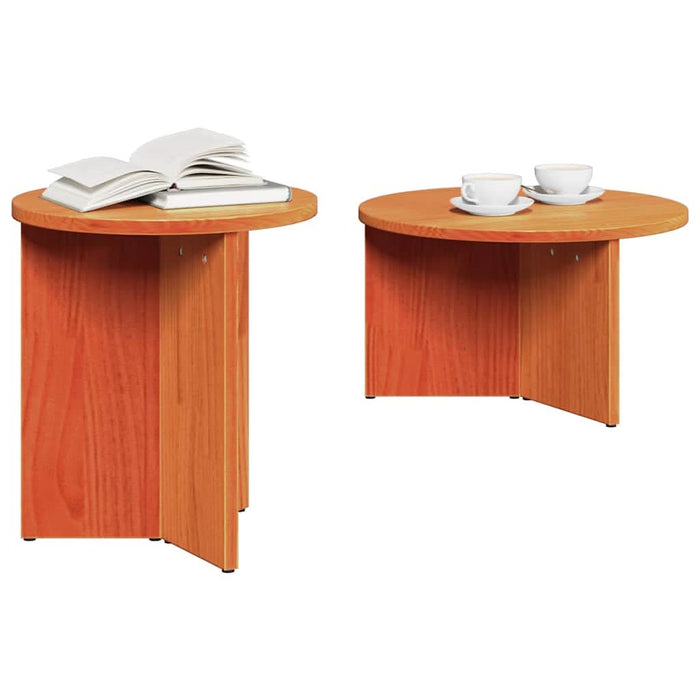 Masă de cafea 2 pcs Maroniu cerat Lemn masiv de pin - WALTI WALTI