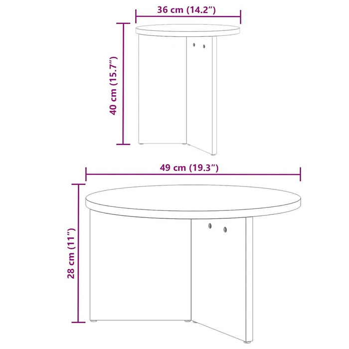 Masă de cafea 2 pcs Maroniu cerat Lemn masiv de pin - WALTI WALTI
