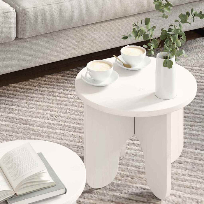 Masă de cafea 2 pcs Alb Lemn masiv de pin - WALTI WALTI