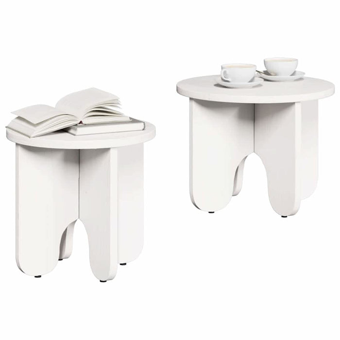 Masă de cafea 2 pcs Alb Lemn masiv de pin - WALTI WALTI