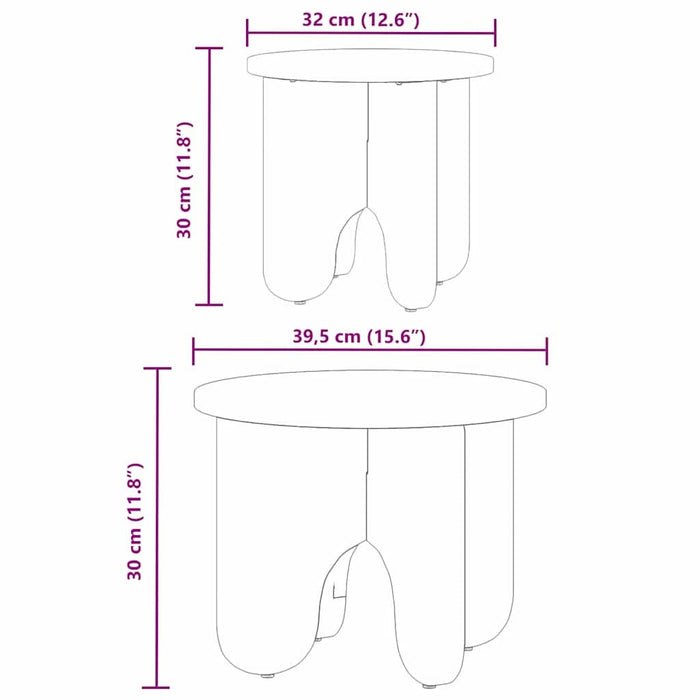 Masă de cafea 2 pcs Alb Lemn masiv de pin - WALTI WALTI