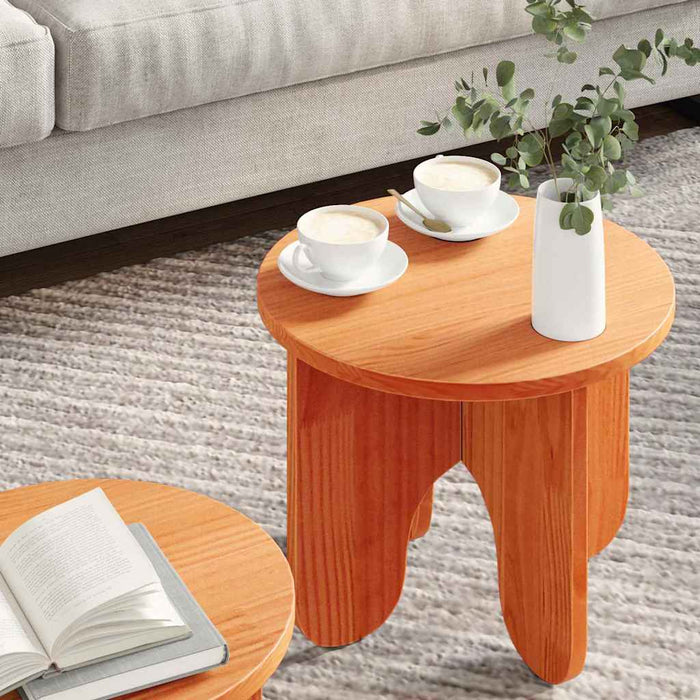 Masă de cafea 2 pcs Maroniu cerat Lemn masiv de pin - WALTI WALTI