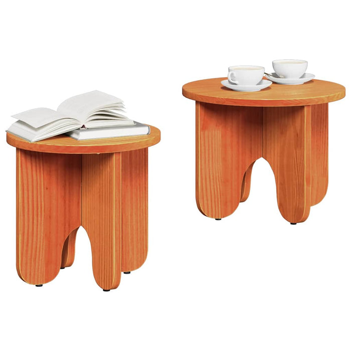 Masă de cafea 2 pcs Maroniu cerat Lemn masiv de pin - WALTI WALTI