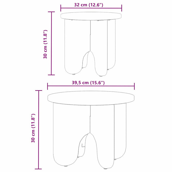 Masă de cafea 2 pcs Maroniu cerat Lemn masiv de pin - WALTI WALTI