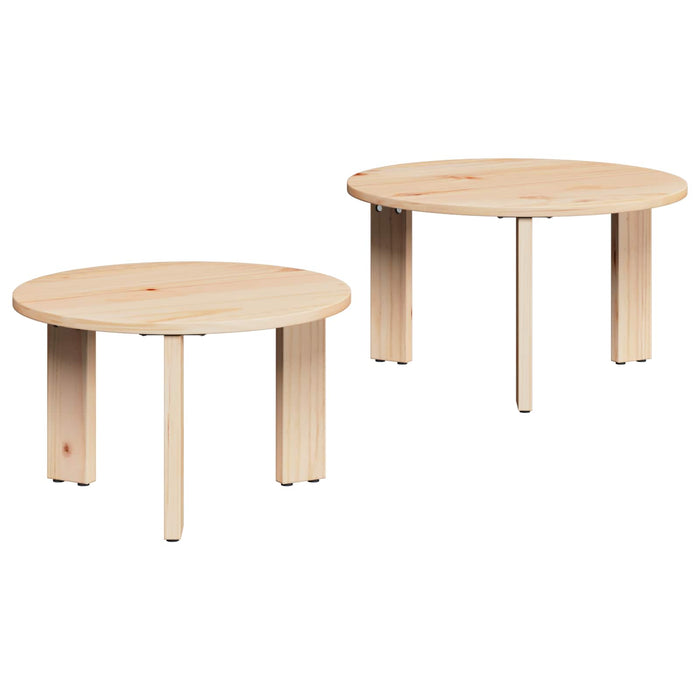 Masă de cafea 2 pcs natural Lemn masiv de pin - WALTI WALTI