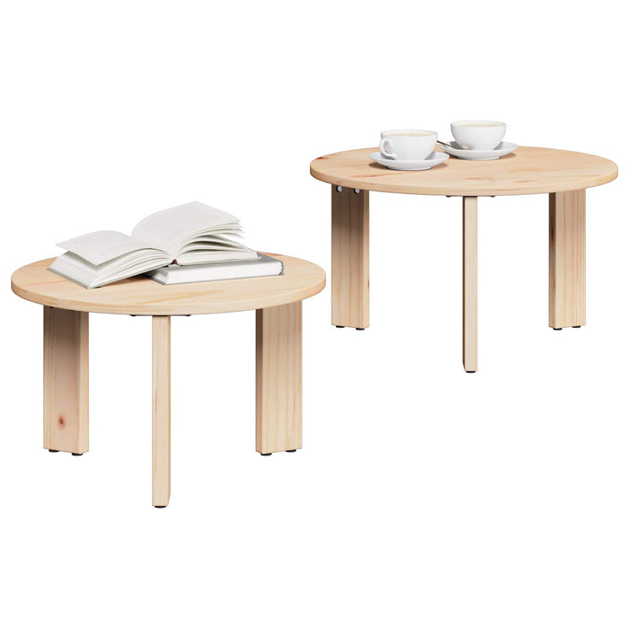 Masă de cafea 2 pcs natural Lemn masiv de pin - WALTI WALTI