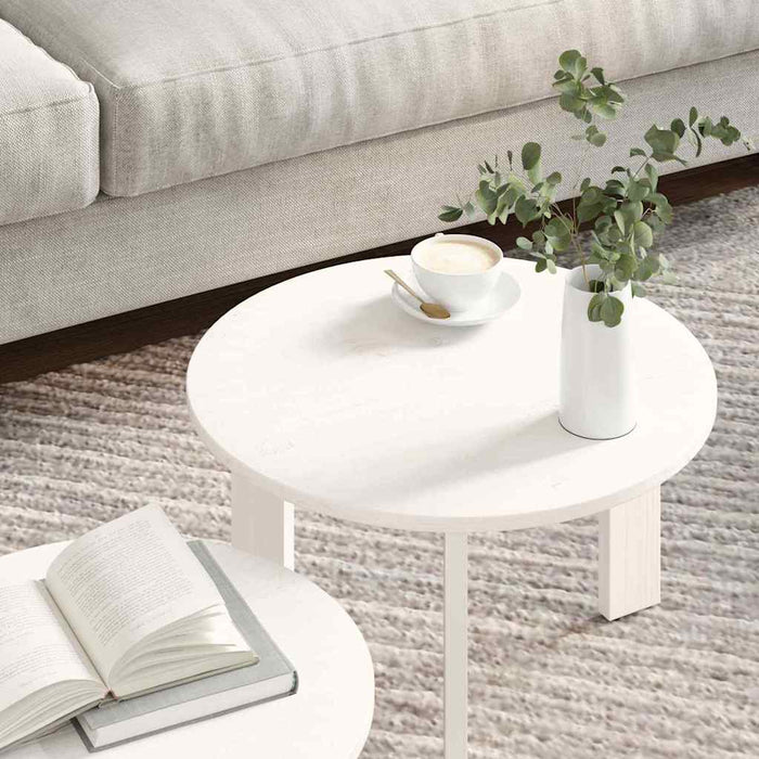 Masă de cafea 2 pcs Alb Lemn masiv de pin - WALTI WALTI