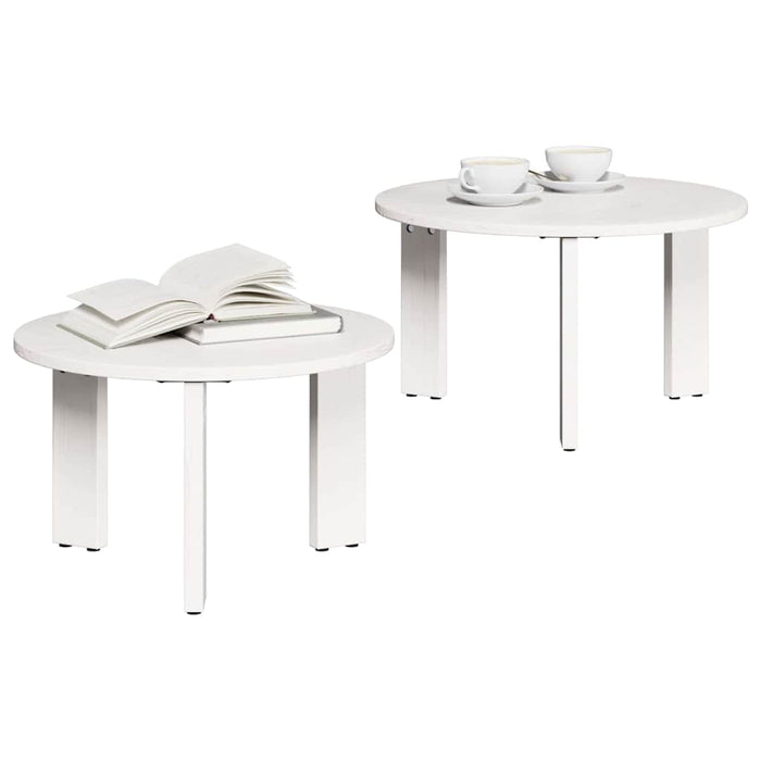 Masă de cafea 2 pcs Alb Lemn masiv de pin - WALTI WALTI