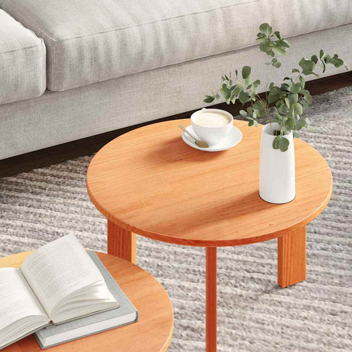 Masă de cafea 2 pcs Maroniu cerat Lemn masiv de pin - WALTI WALTI