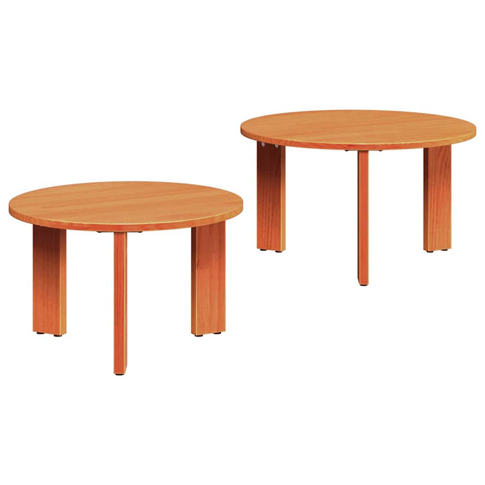 Masă de cafea 2 pcs Maroniu cerat Lemn masiv de pin - WALTI WALTI