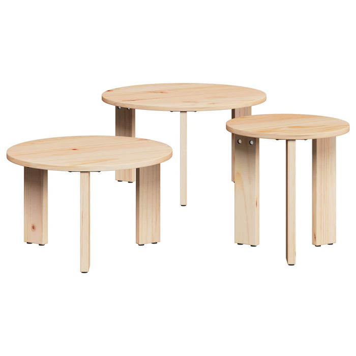 Masă de cafea 3 pcs natural Lemn masiv de pin - WALTI WALTI