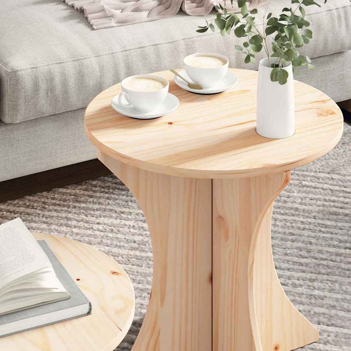 Masă de cafea 2 pcs natural Lemn masiv de pin - WALTI WALTI