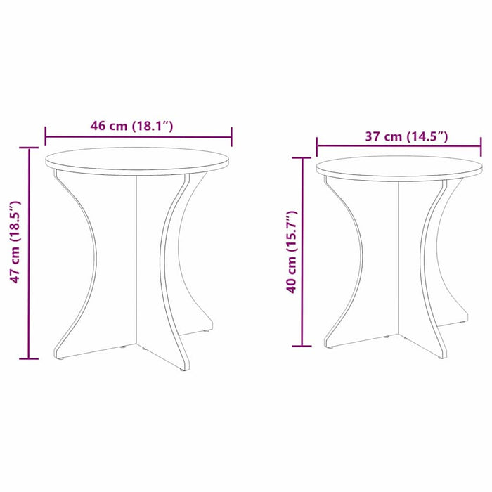 Masă de cafea 2 pcs natural Lemn masiv de pin - WALTI WALTI