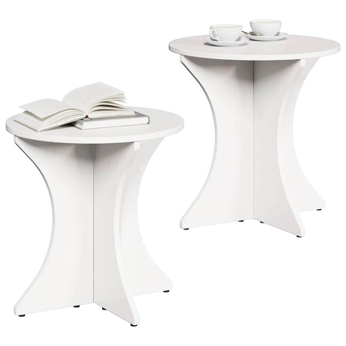 Masă de cafea 2 pcs Alb Lemn masiv de pin - WALTI WALTI