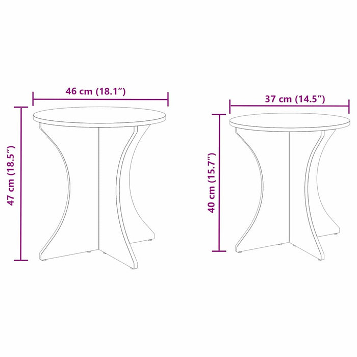 Masă de cafea 2 pcs Alb Lemn masiv de pin - WALTI WALTI