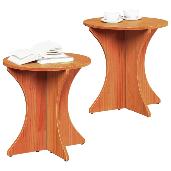 Masă de cafea 2 pcs Maroniu cerat Lemn masiv de pin - WALTI WALTI
