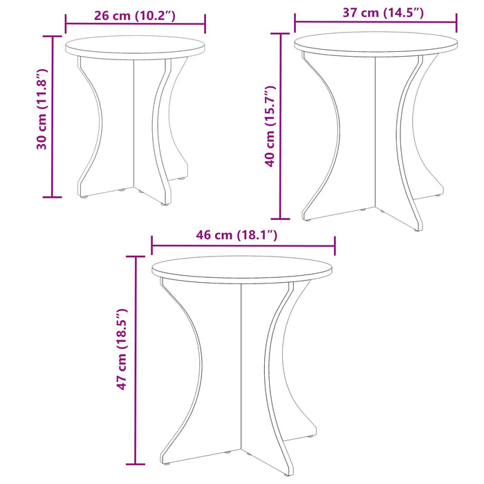 Masă de cafea 3 pcs Alb - WALTI WALTI