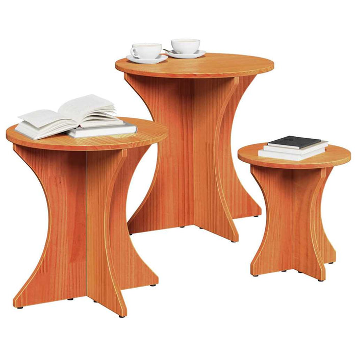Masă de cafea 3 pcs Maroniu cerat - WALTI WALTI