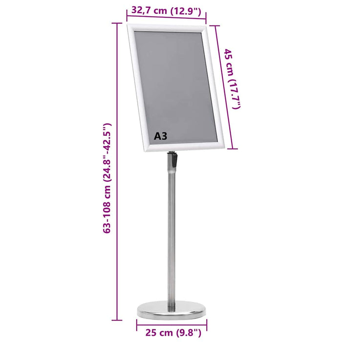 Suporturi pentru postere 2 pcs Argintiu 45 x 32,7 x 108 cm - WALTI WALTI