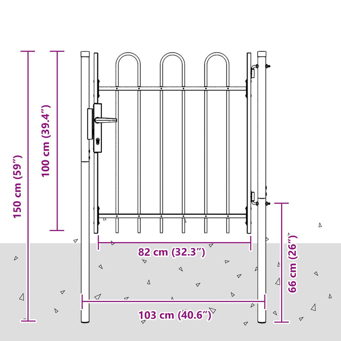 Poartă de gard BOXTEL 103 x 150 cm Oțel vopsit electrostatic WALTI
