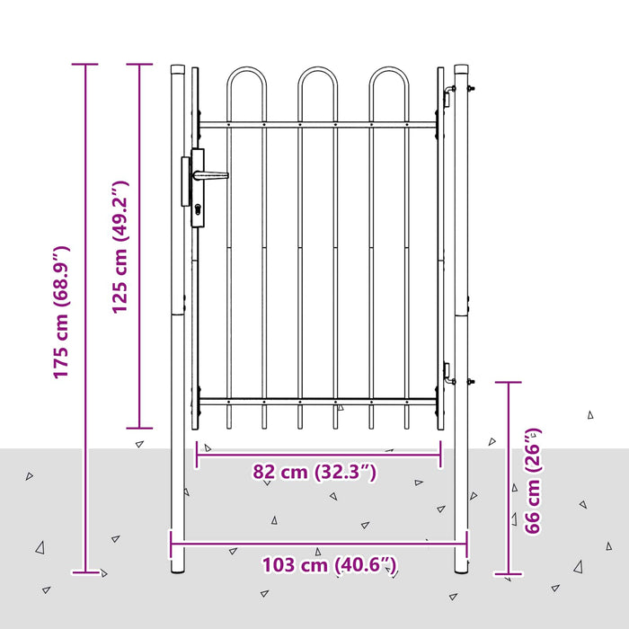 Poartă de gard BOXTEL 103 x 175 cm Oțel vopsit electrostatic WALTI