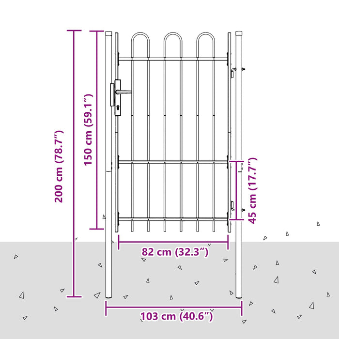 Poartă de gard BOXTEL 103 x 200 cm Oțel vopsit electrostatic WALTI