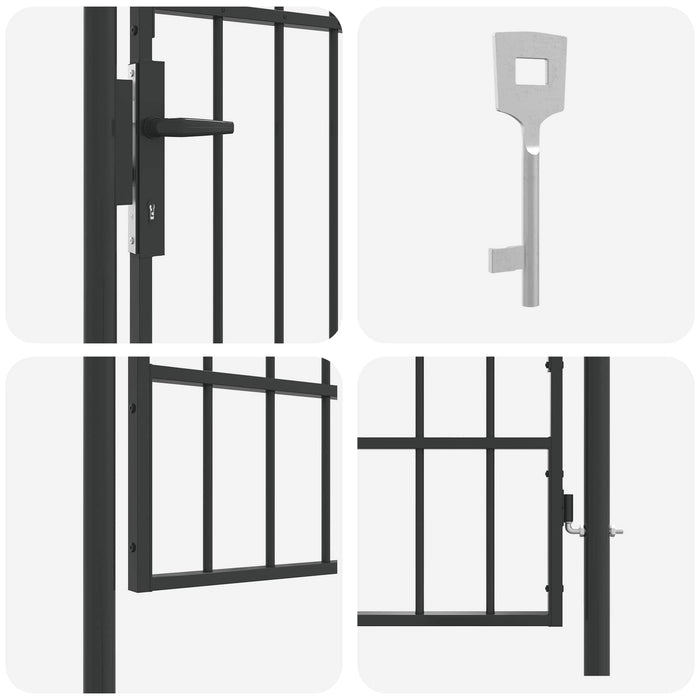 Poartă de gard Gri 103 x 225 cm Oțel vopsit electrostatic - WALTI WALTI
