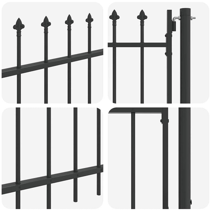 Poartă de gard Gri 103 x 250 cm Oțel vopsit electrostatic - WALTI WALTI