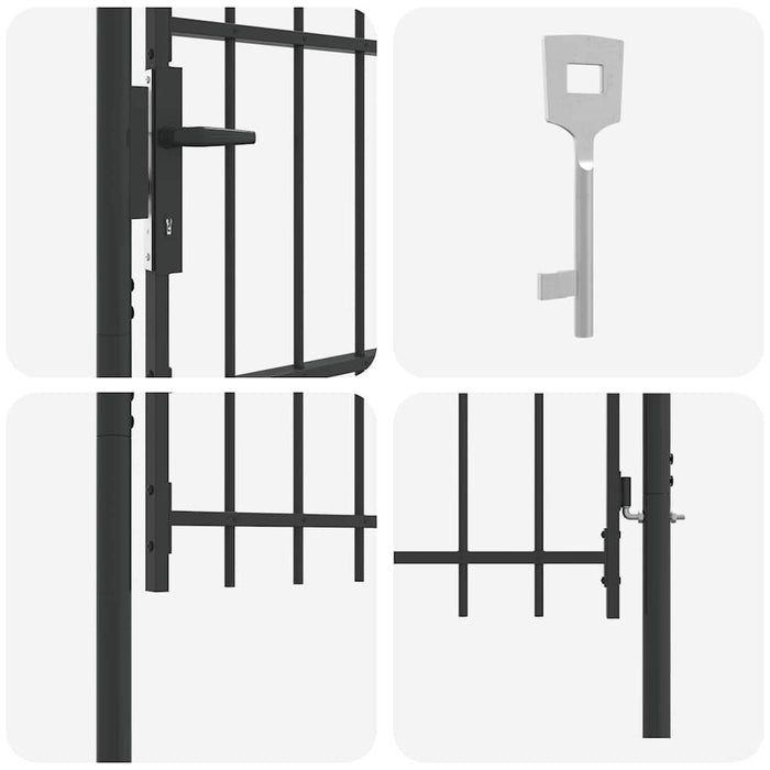 Poartă de gard Gri 103 x 250 cm Oțel vopsit electrostatic - WALTI WALTI