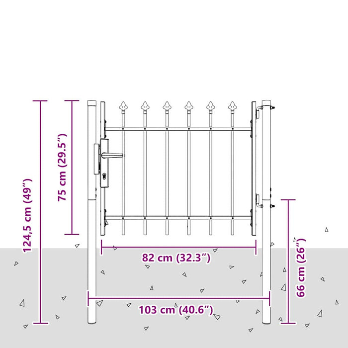 Poartă de gard Gri 103 x 250 cm Oțel vopsit electrostatic - WALTI WALTI