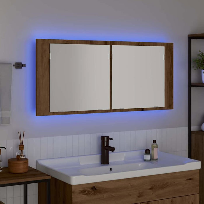 Cameră de Oglindă LED cu raft stejar artizanal 100 x 12 x 45 cm - WALTI WALTI