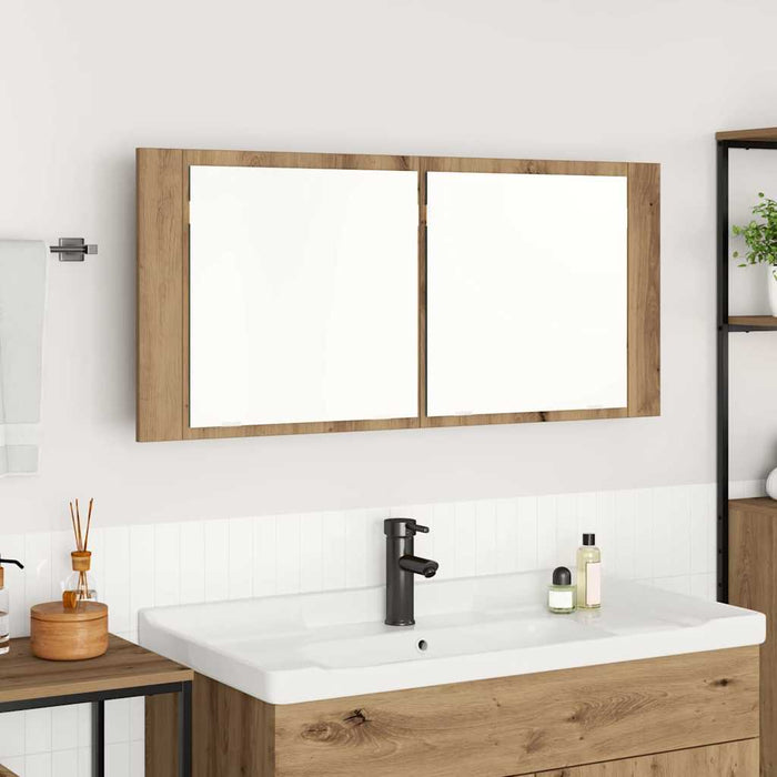 Cameră de Oglindă LED cu raft stejar artizanal 100 x 12 x 45 cm - WALTI WALTI