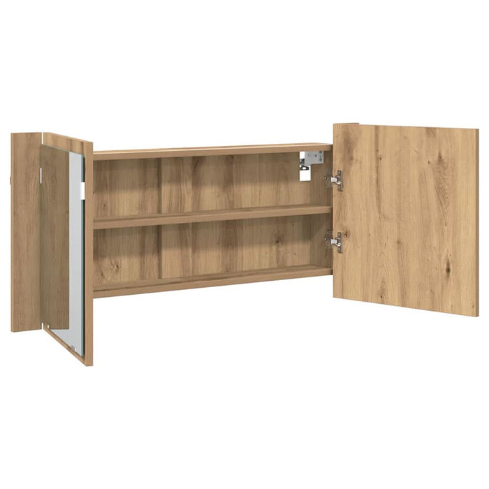 Cameră de Oglindă LED cu raft stejar artizanal 100 x 12 x 45 cm - WALTI WALTI