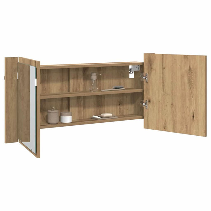 Cameră de Oglindă LED cu raft stejar artizanal 100 x 12 x 45 cm - WALTI WALTI