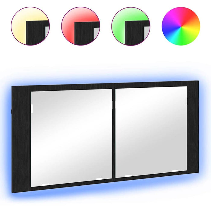 Cameră de Oglindă LED cu raft Stejar negru 100 x 12 x 45 cm - WALTI WALTI