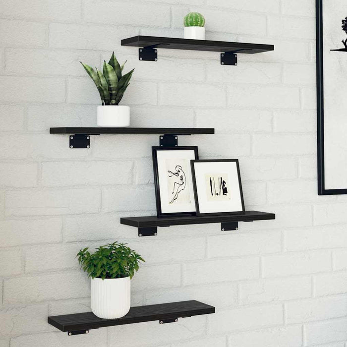 Raft pentru cărți 4 pcs Negru 40 x 10 x 1.5 cm Lemn compozit - WALTI WALTI