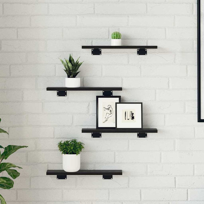 Raft pentru cărți 4 pcs Negru 40 x 10 x 1.5 cm Lemn compozit - WALTI WALTI