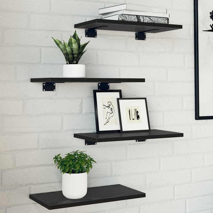 Raft pentru cărți 4 pcs Negru 40 x 20 x 1.5 cm Lemn compozit - WALTI WALTI