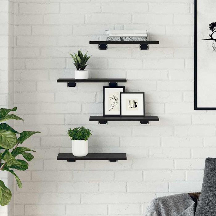 Raft pentru cărți 4 pcs Negru 40 x 20 x 1.5 cm Lemn compozit - WALTI WALTI