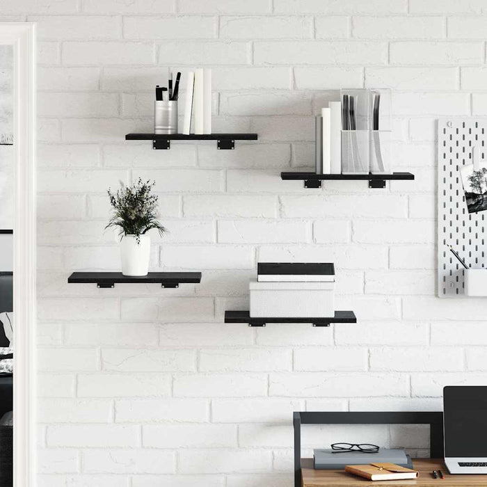 Raft pentru cărți 4 pcs Negru 40 x 30 x 1.5 cm Lemn compozit - WALTI WALTI