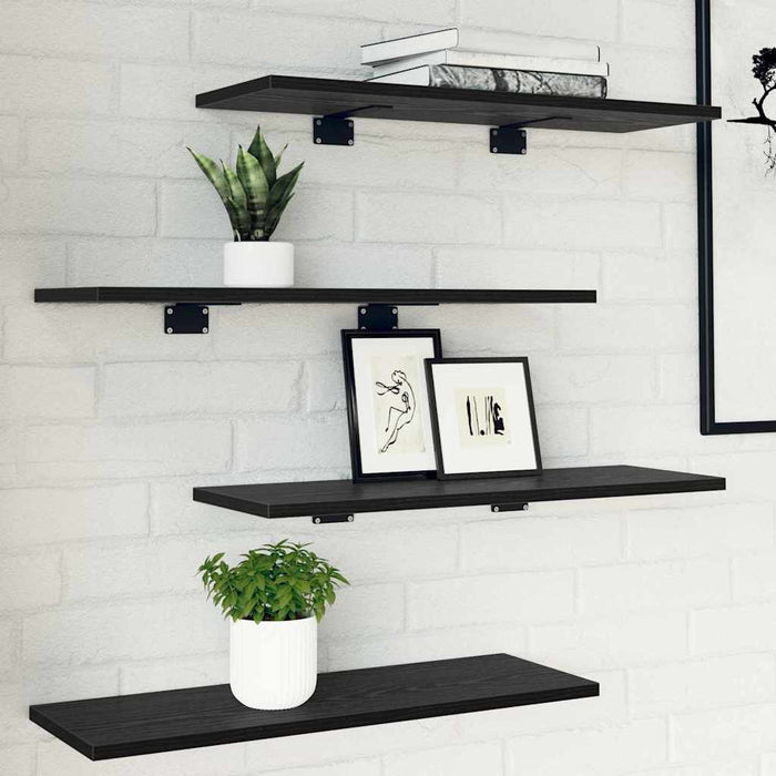 Raft pentru cărți 4 pcs Negru 60 x 20 x 1.5 cm Lemn compozit - WALTI WALTI