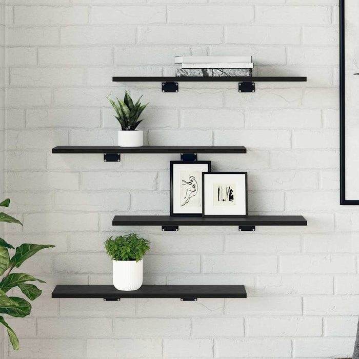 Raft pentru cărți 4 pcs Negru 60 x 20 x 1.5 cm Lemn compozit - WALTI WALTI