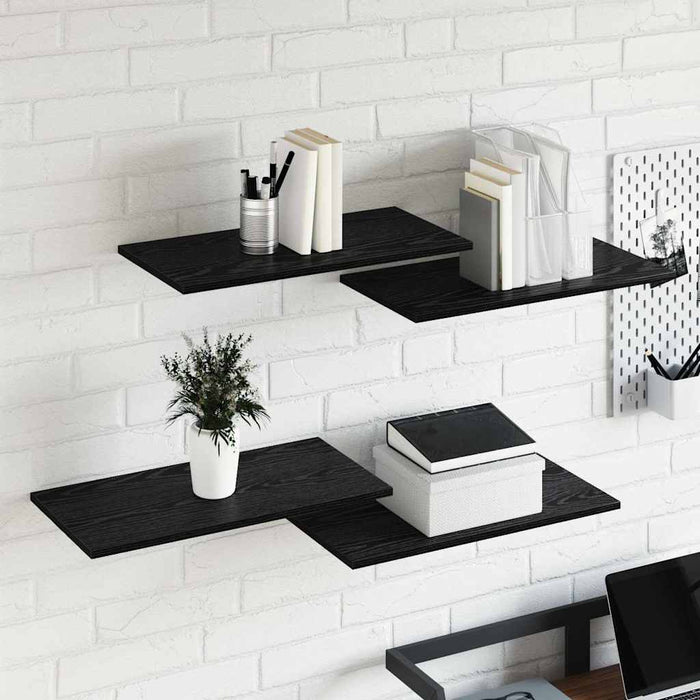 Raft pentru cărți 4 pcs Negru 60 x 30 x 1.5 cm Lemn compozit - WALTI WALTI