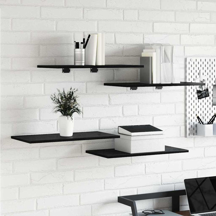 Raft pentru cărți 4 pcs Negru 60 x 30 x 1.5 cm Lemn compozit - WALTI WALTI