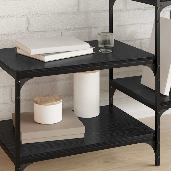 Raft pentru cărți 4 pcs Negru 60 x 40 x 1.5 cm Lemn compozit - WALTI WALTI