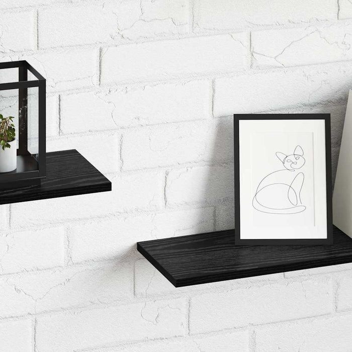 Raft pentru cărți 4 pcs Negru 80 x 20 x 1,5 cm Lemn compozit - WALTI WALTI